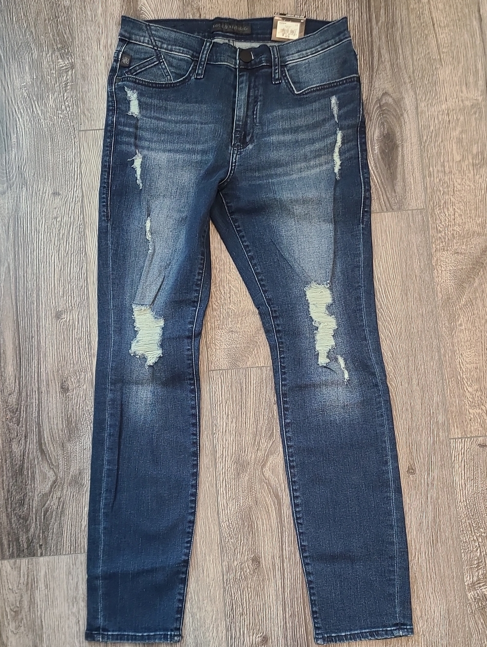Rock & Republic Dark Blue Distressed Skinny Jeans
